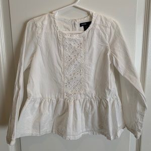 Baby Gap White Peplum Long Sleeve Top